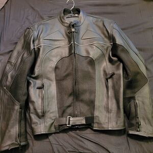 Mens summer motorcycle leather mesh motorcycle jacket XL armor